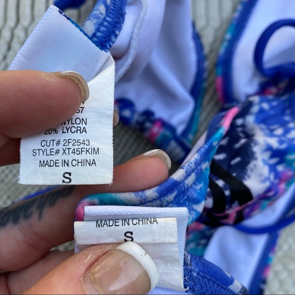 Billabong pink blue white tye dye bikini set - Picture 2 of 7